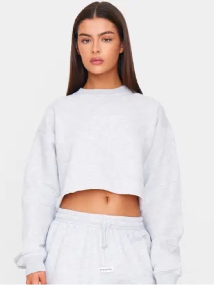 Prettylittlething Ash Gray Cropped Sweatshirt